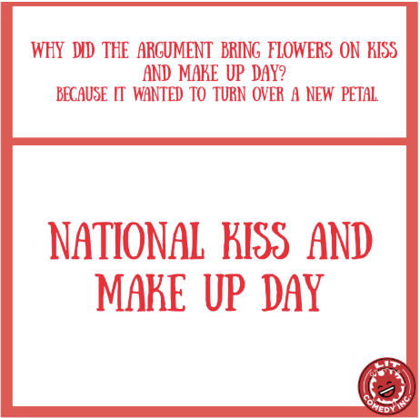 💋 Whether it’s an old grudge or a recent spat, today’s the day to hug it out. It’s Kiss and Make Up Day - time to let go of the drama (unless it’s reality TV). #Nationalholiday #KissandMakeup #LaughIndexTheatre