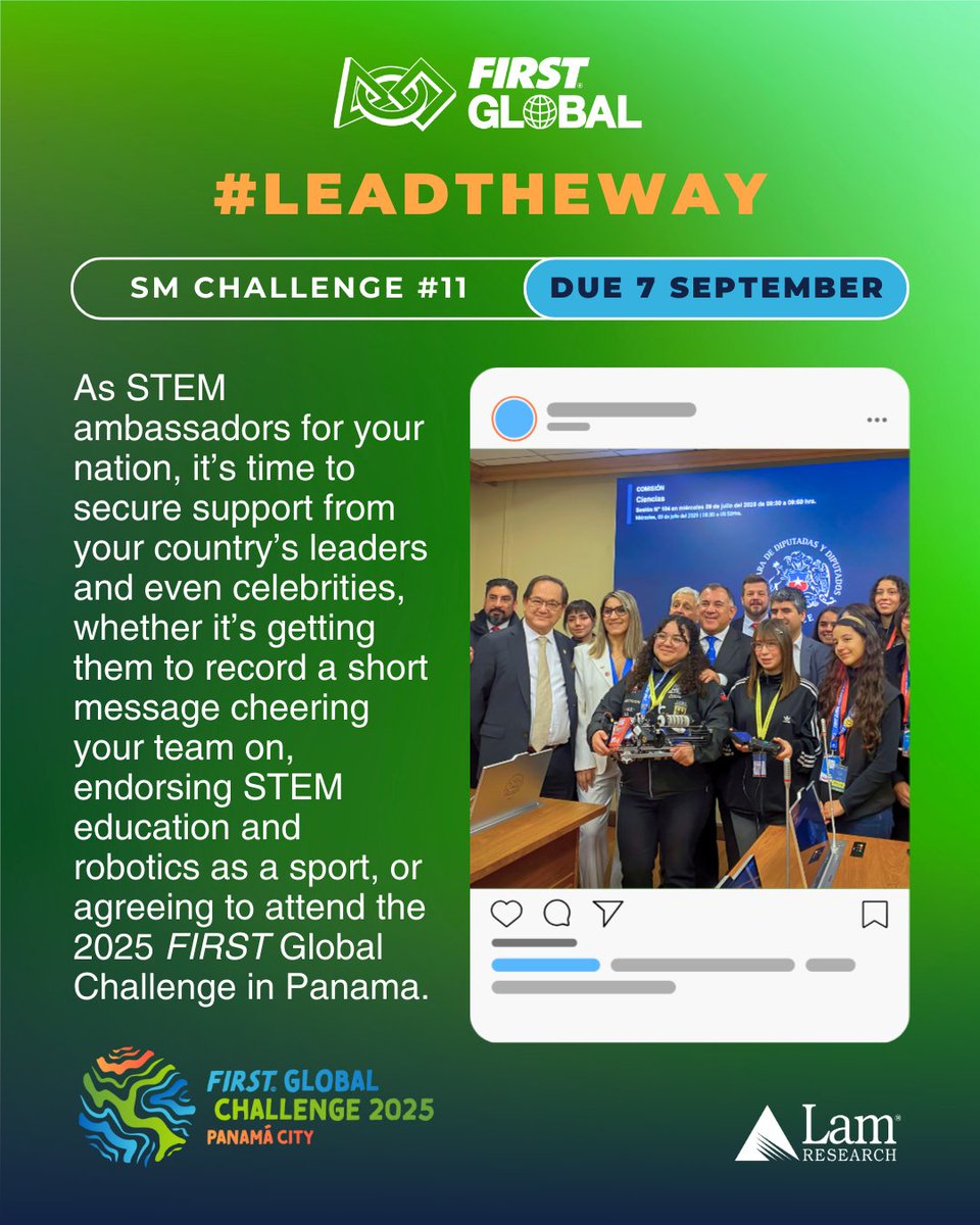 F1RSTglobal's tweet image. It’s time to #LeadTheWay! 🌍 As STEM ambassadors, we’re inviting teams to rally support from leaders in their countries. Whether it’s a government representative, a national celebrity, or a local role model, your outreach can spark a wave of inspiration! #FGC2025Panama