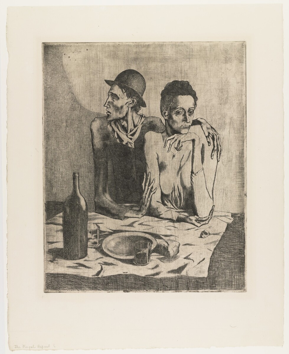 The Frugal Repast (Le Repas frugal) from the Saltimbanques series, 1904, published 1913 #artbots #picasso