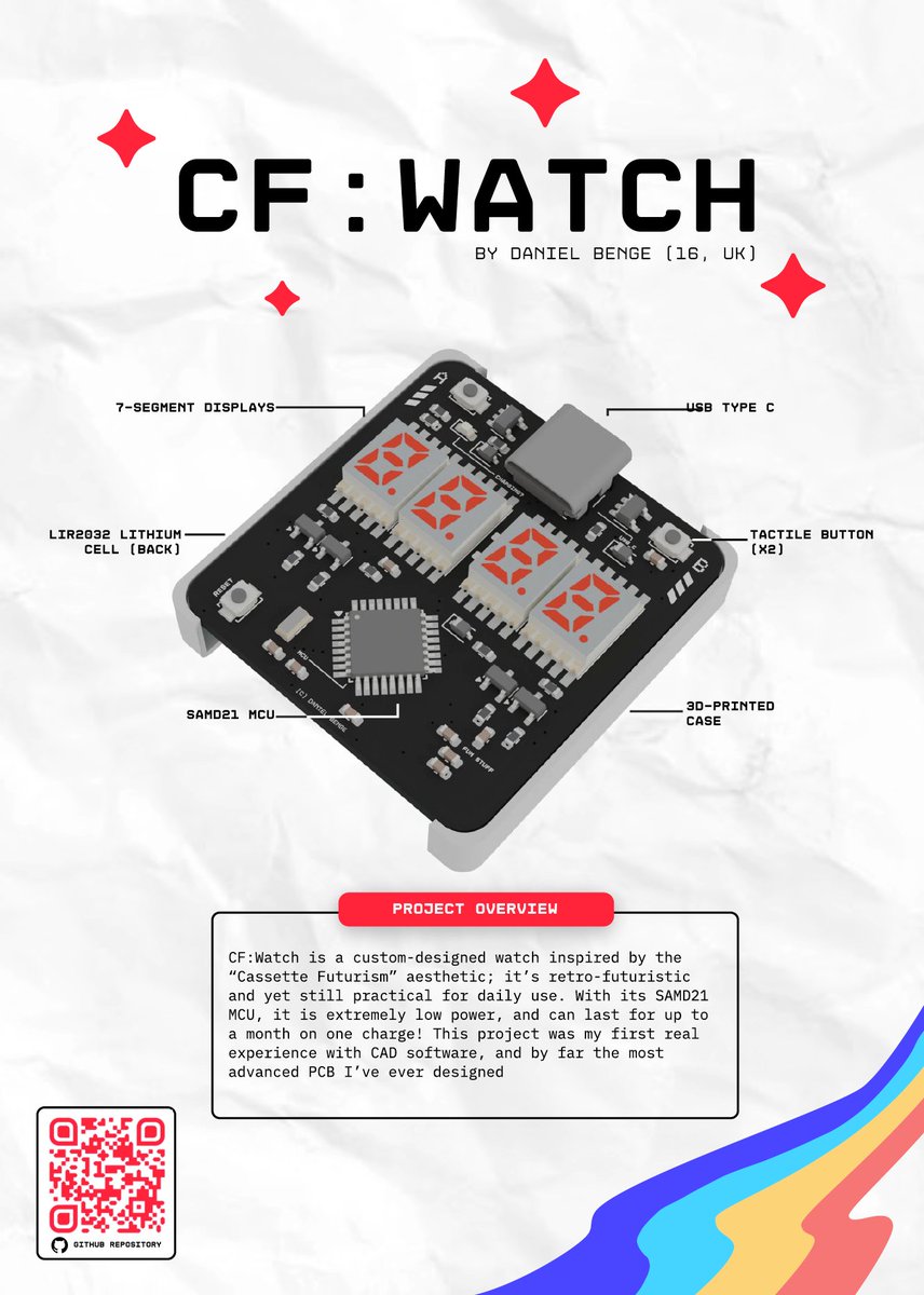 GitHubEducation's tweet image. More from Undercity Hackathon at @github HQ:
⌚ CF:Watch — cassette-futurism watch by Daniel Benge (16, UK)
🌋 QuakeCord — DIY home seismometer by Yian Lee (16, Taiwan)
📷 Papercam — E-ink digital camera by Arya Chakrabarti (18, United States)
Built by @hackclub high-schoolers.