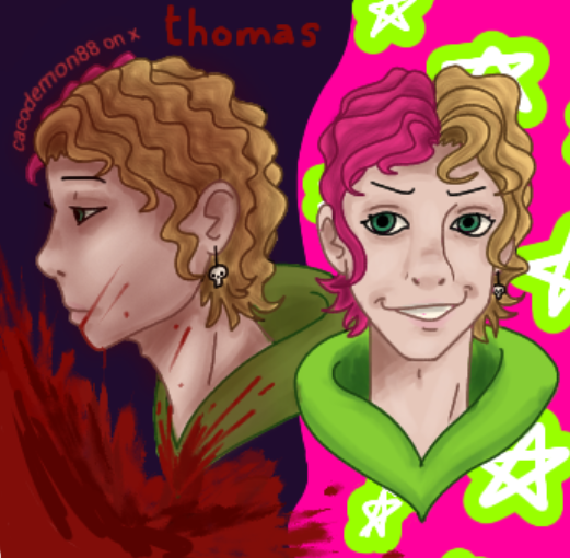 cacodemon88's tweet image. my oc thomas :-) (mild cartoon kinda blood)