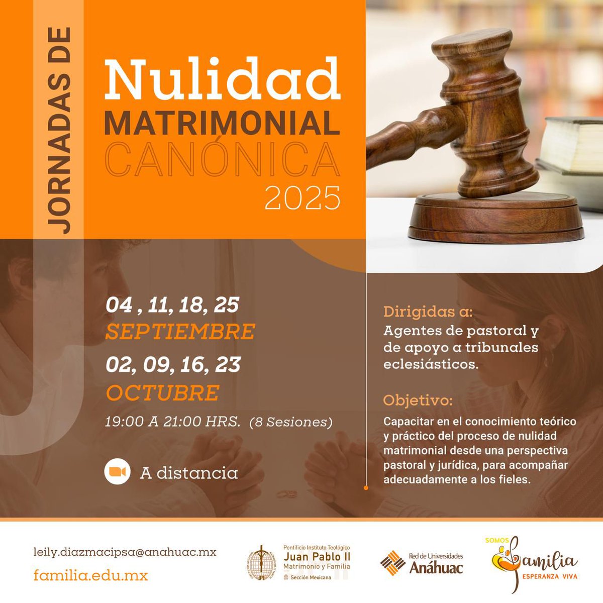 ¿Sabías que el proceso de #nulidadmatrimonial canónica requiere no solo conocimiento jurídico, sino también una mirada pastoral? ✝️📚

👉 Dirigido a agentes de pastoral y de apoyo en tribunales eclesiásticos.

familia.anahuac.mx/jornada-de-nul…