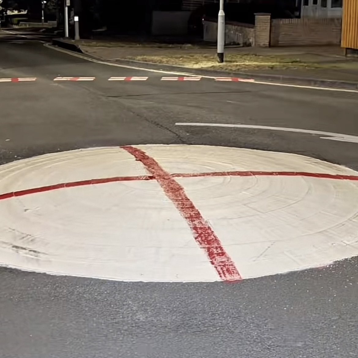 🚨NEW: Plymouth Council workers had to re-paint an entire roundabout white to remove a red cross, but locals painted another red cross on it again

[<a href="/plymouthplus/">Plymouth +</a>]