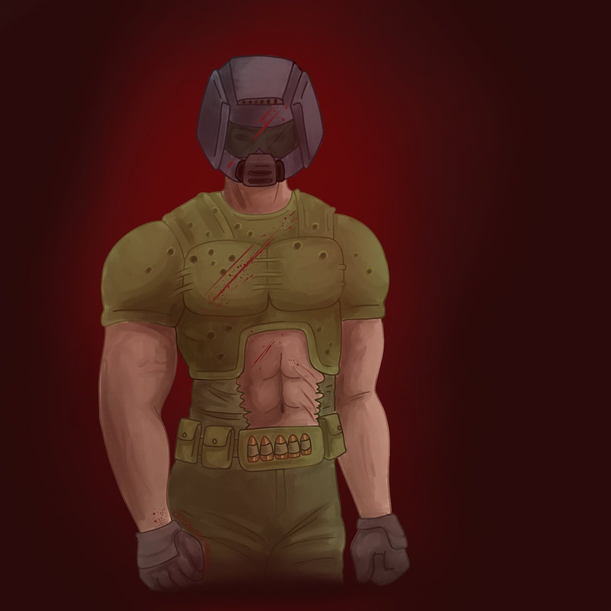 cacodemon88's tweet image. doomguy fan art because he has sentimental value for me