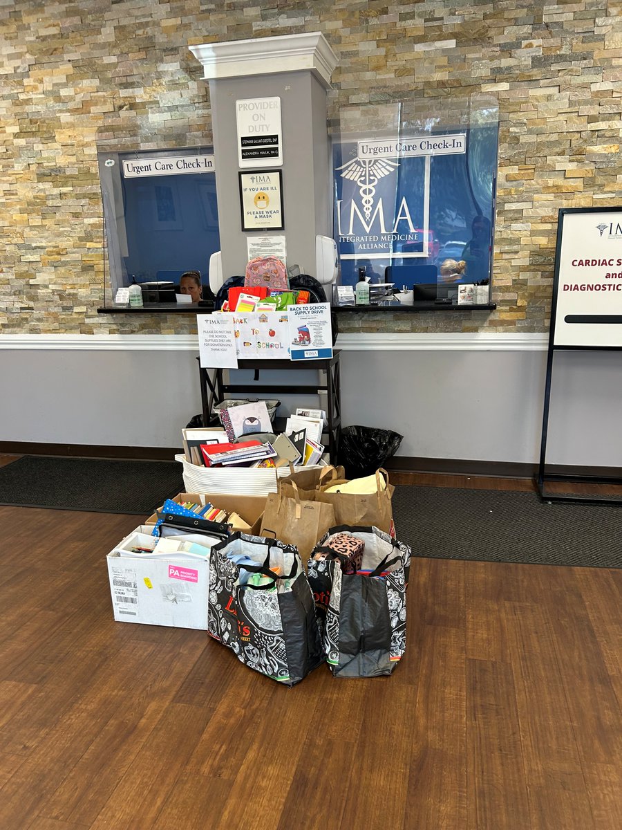 Our Middletown office collected school supplies during our annual Back to #schoolsupplydrive. This year’s donations will support IMA Urgent Care’s Back to School Supply Drive, providing local students with the supplies they need to start the school year prepared.  #donations