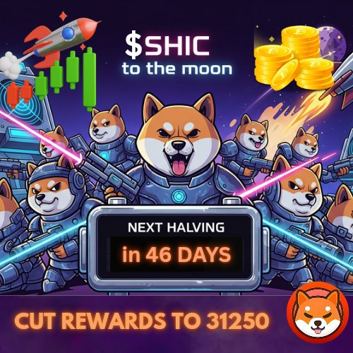 🚀 $SHIC ARMY, COUNTDOWN MODE ACTIVATED!** 🐶💥 October 7, 2025, is locked in for the next **Shibacoin halving** at block ~400,000, cutting rewards  to 31,250 $SHIC! ⛏️Its  is getting scarcer – perfect for massive pumps. ⛏️🪙  #CryptoCommunity #memecoin #layer1  <a href="/Shibacoin_Shic/">Shibacoin (SHIC)</a>