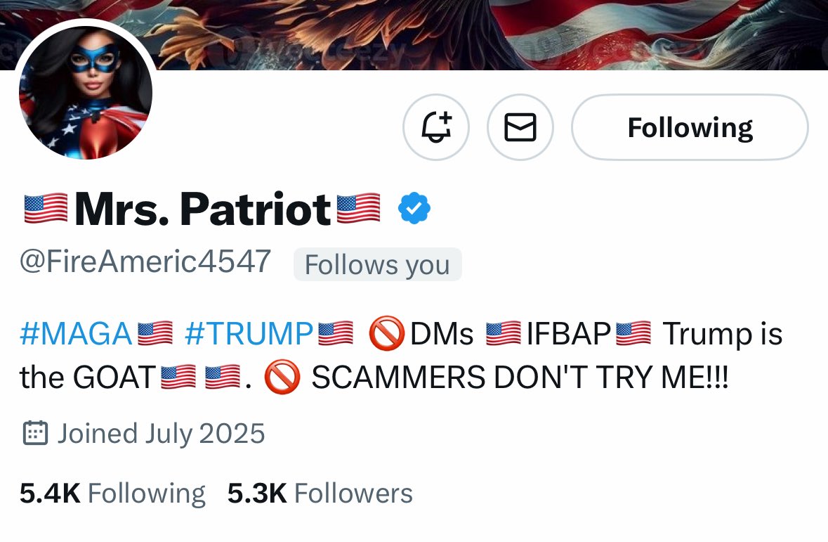 Steeler4ever (@steeler4ever79) on Twitter photo Can we all help <a href="/FireAmeric4547/">๐บ๐ธMrs. Patriot๐บ๐ธ</a> get some more friends?
She is wonderful. Engages and will connect back Can we all help <a href="/FireAmeric4547/">๐บ๐ธMrs. Patriot๐บ๐ธ</a> get some more friends?
She is wonderful. Engages and will connect back