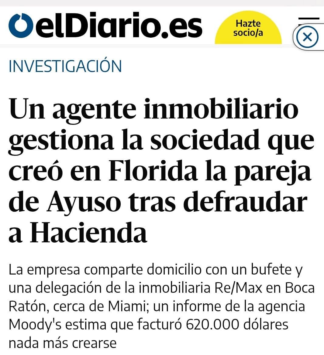 Se va sabiendo porque Ayuso esta más veces en Miami que gobernando en Madrid