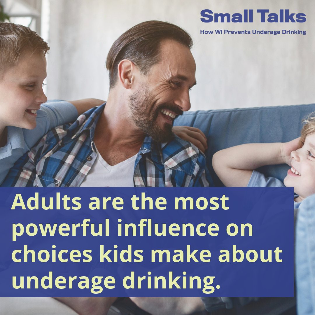 DHSWI's tweet image. Extra time with the kids in your life this weekend makes it the perfect time to have #SmallTalksWI – short, casual conversations about the dangers of underage drinking. It’s easier than you may think. Get conversation starters: dhs.wisconsin.gov/small-talks/st…