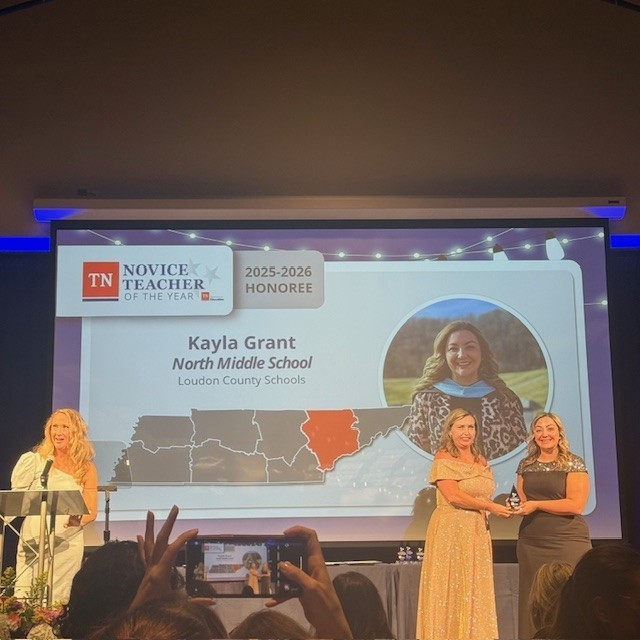 Congratulations to North Middle teacher Kayla Grant who was honored Saturday in Nashville as a Novice Teacher of the Year.  #loudoncountyproud