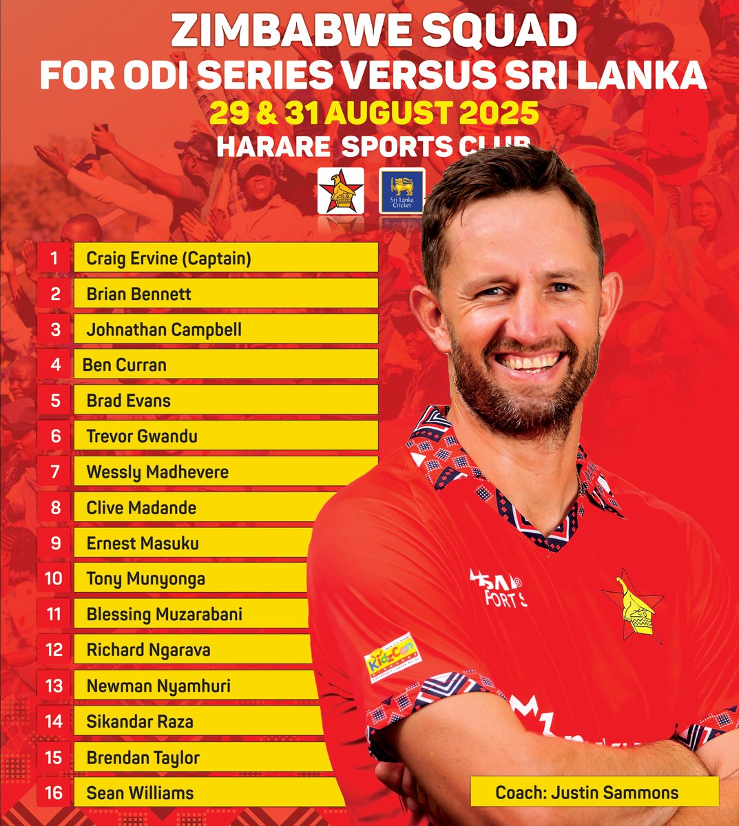 ZimCricketv's tweet photo. Zimbabwe name squad for ODI series against Sri Lanka

Details 🔽

https://t.co/iRENqwofvp https://t.co/JRVwso8UP6