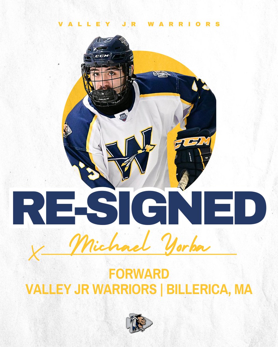 🚨 SIGNING ALERT 🚨
We’re excited to welcome back Michael Yorba to the Warriors!

Yorba was exceptional for the Warriors last season, tallying nearly a point per game in the EHLP before earning a permanent spot with the EHL squad.