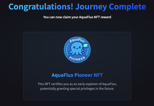 Pharos — Important NFT 🪂

Have you claimed your Aquaflux Pionner NFT yet? If not, follow theses simple steps

     ➖go to: playground.aquaflux.pro
     ➖choose splite
     ➖active shield
     ➖craft and claim rewards
     ➖mint NFT ✅

Another step completed on our Pharos