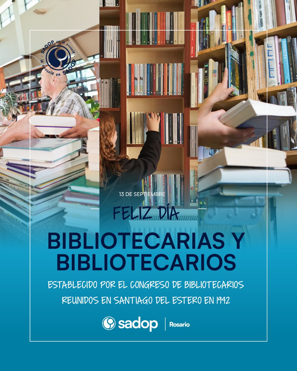 📌 13 DE SEPTIEMBRE – DÍA DEL BIBLIOTECARIO Y LA BIBLIOTECARIA

En este día saludamos y agradecemos a quienes, desde cada biblioteca, acompañan la formación de nuestros estudiantes y defienden el derecho a la educación de calidad. 📚✨