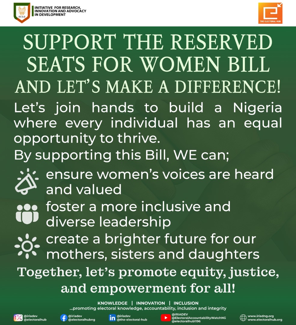 Did you know that Nigeria's women political representation ranks among the lowest in Africa?Countries like Rwanda, South Africa, Senegal, and Namibia are leading the way with notable female representation. It is time for Nigeria to catch up! The Reserved Seats for Women Bill aims