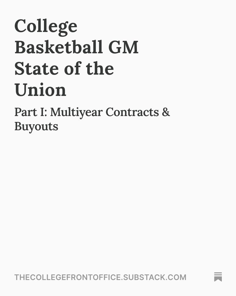 Noah Henderson (@noahimglikeness) on Twitter photo Happy to launch my new College Basketball GM State of the Union series:
Multiyear contracts and buyouts sound like stability for college basketball
But case studies from CFB’s Xavier Lucas and Nico Iamaleava’s show they’re really a legal and PR minefield
thecollegefrontoffice.substack.com/p/college-bask… Happy to launch my new College Basketball GM State of the Union series:
Multiyear contracts and buyouts sound like stability for college basketball
But case studies from CFB’s Xavier Lucas and Nico Iamaleava’s show they’re really a legal and PR minefield
thecollegefrontoffice.substack.com/p/college-bask…