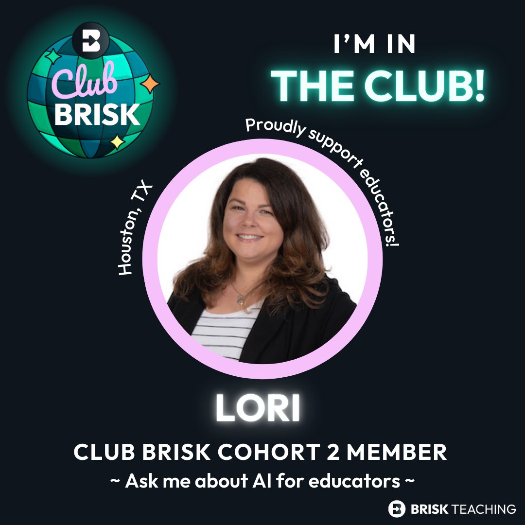 Lori Roberts (@edtechlori) on Twitter photo Thrilled to share that I'm part of the 2nd cohort of #ClubBrisk! Excited to learn alongside amazing educators and the @BriskTeaching team.
@friedtech #friedFan #friedTech #BriskTeaching #AIinEducation #TeacherTips #ProfessionalGrowth Thrilled to share that I'm part of the 2nd cohort of #ClubBrisk! Excited to learn alongside amazing educators and the @BriskTeaching team.
@friedtech #friedFan #friedTech #BriskTeaching #AIinEducation #TeacherTips #ProfessionalGrowth