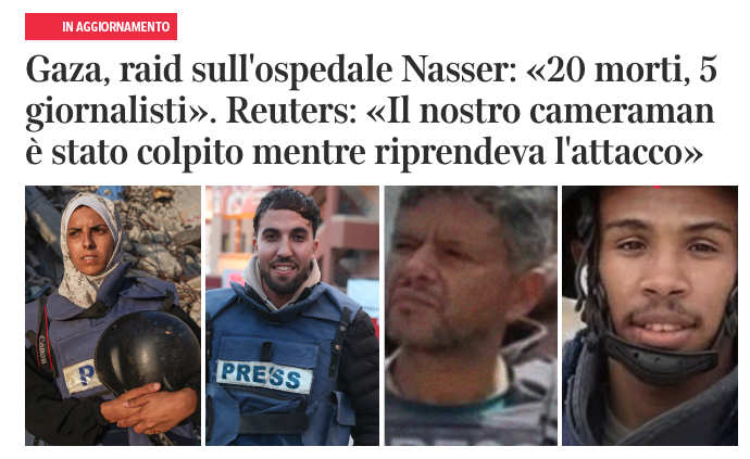 Stefano Barazzetta (@stebaraz) on Twitter photo Indovinate se <a href="/Corriere/">Corriere della Sera</a> e <a href="/repubblica/">Repubblica</a> menzionano chi ha sparato.
Fallirete e io ne stapperò una buona. Indovinate se <a href="/Corriere/">Corriere della Sera</a> e <a href="/repubblica/">Repubblica</a> menzionano chi ha sparato.
Fallirete e io ne stapperò una buona.