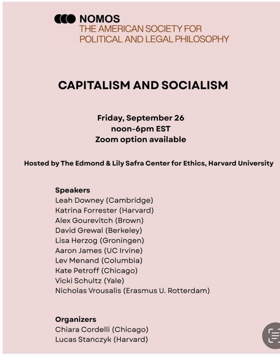 Join us for the NOMOS conference on Capitalism and Socialism. Agenda, registration, and Zoom link here political-theory.org/2025-Conferenc… <a href="/NomosASPLP/">NOMOS</a>