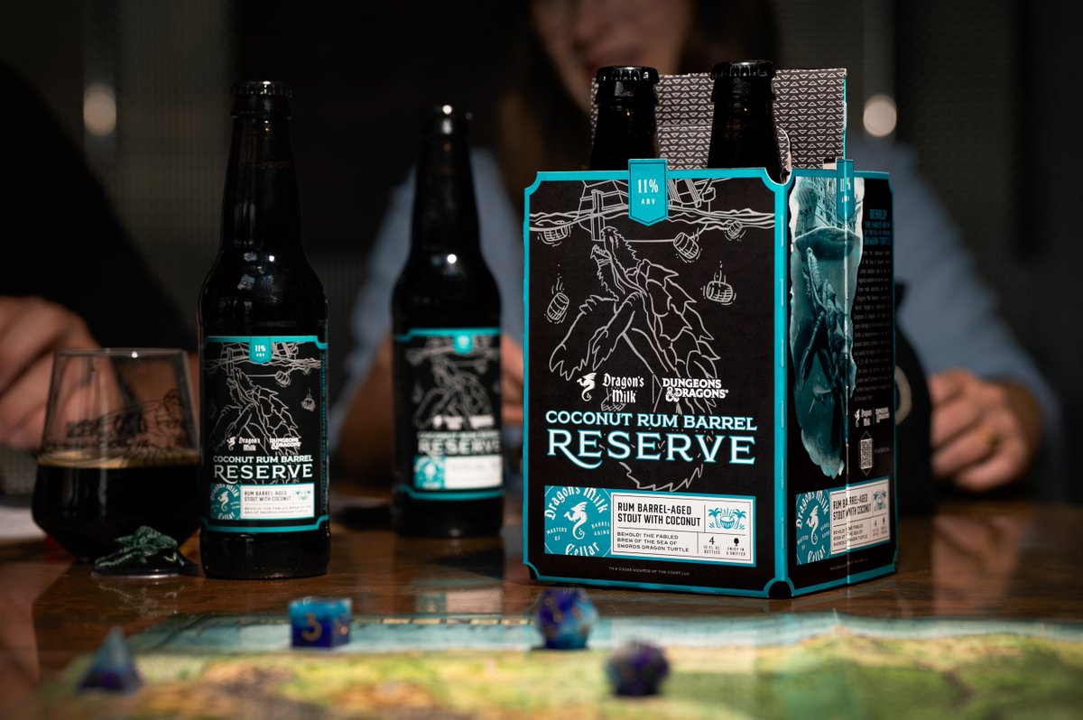 Behold! The fabled brew of the Sea of Swords’ Dragon Turtle. Meet Coconut Rum Barrel Reserve: an 11% stout aged in rum barrels, with smooth coconut and the soul of a sea-bound legend.

The first of three releases in the 2025 DUNGEONS &amp; DRAGONS x Dragon’s Milk collection.
