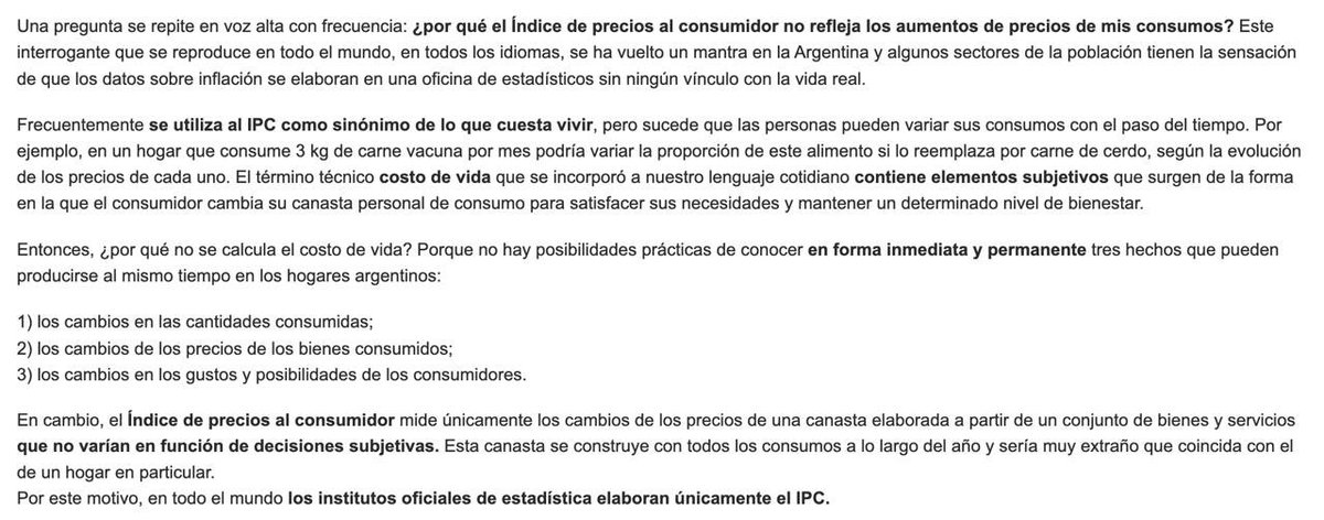 ¿Por qué una pregunta mal formulada te va a llevar a conclusiones erradas? Simple: el INDEC no mide "costo de vida" y ninguna medición estadística en el mundo puede hacerlo. 
indec.gob.ar/indec/web/Inst…