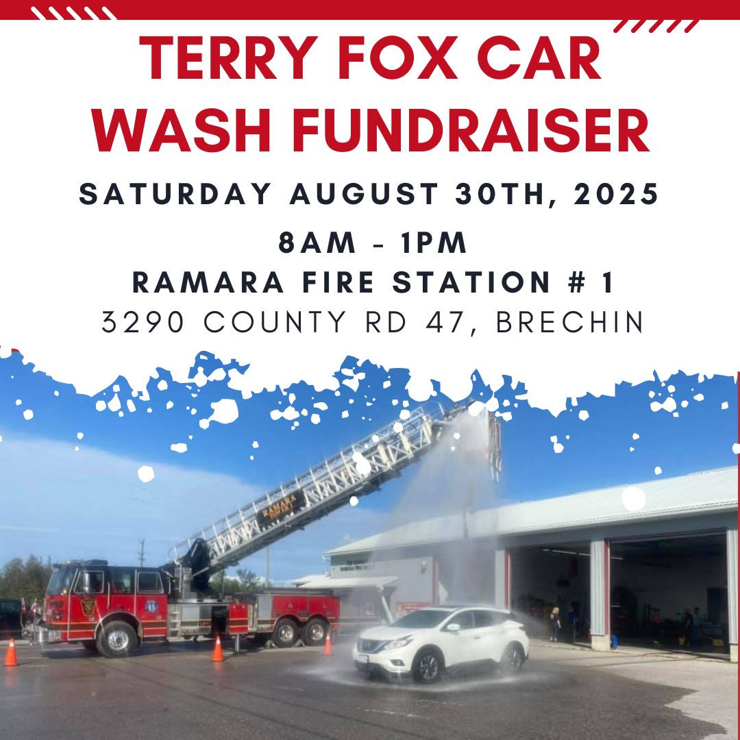 ramarafire's tweet image. 🚗💦 Terry Fox Car Wash Fundraiser! 💦🚗
📍 Ramara Fire Station #1
📅 Saturday, August 30th
🕗 8:00 AM – 1:00 PM

Get your car sparkling clean while supporting a legendary cause! 🧼🚒

All proceeds go toward cancer research in honour of Terry Fox’s incredible legacy.