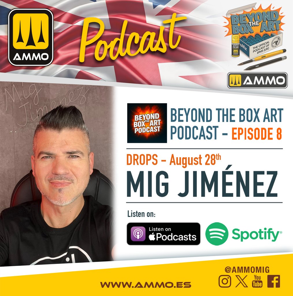 🔊 This Thursday, August 28th, make sure to listen to the Beyond the Box Art Podcast! ⁠
🗪 The Beyond the Box Art team will be joined by Mig Jiménez, and together they discuss AMMO, our products, future releases, and much more! ⁠
🌐 Stay tuned to: beyondtheboxart.com⁠
⁠