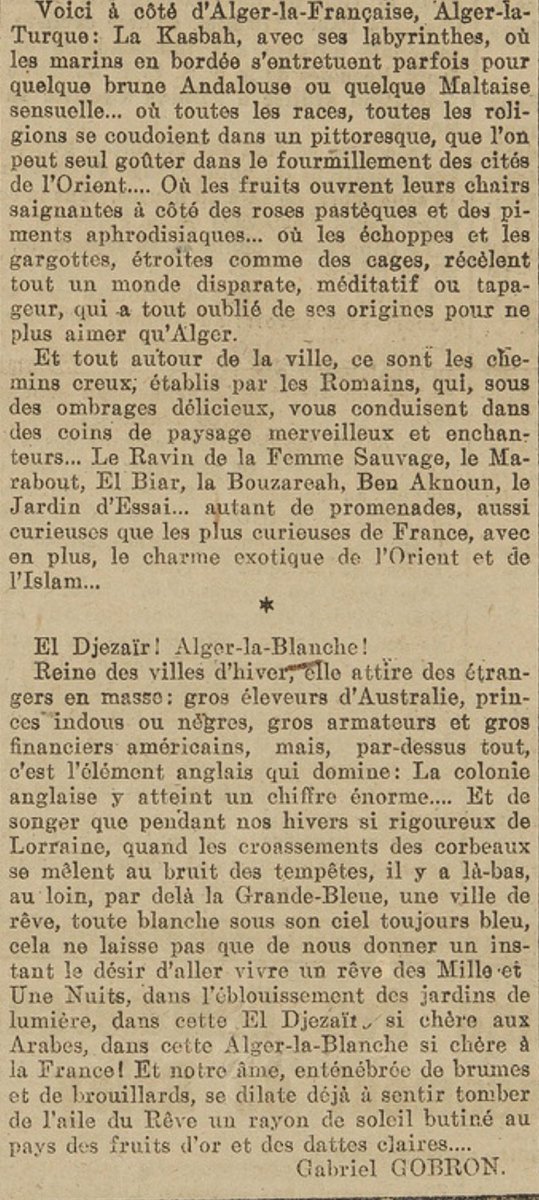 Jeedhr's tweet image. Article du 12 août 1920.
El Djazaïr !