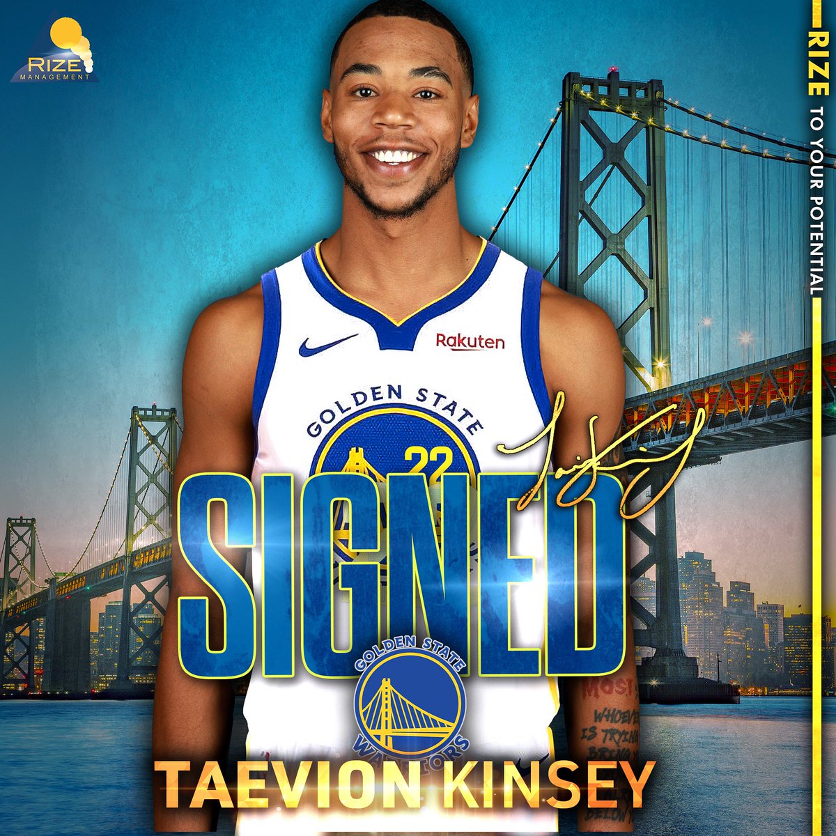Rize_Management's tweet photo. Congrats to @KinseyTaevion for signing with the @warriors! #rizetoyourpotential #rizemanagement https://t.co/1wC8cBYW62