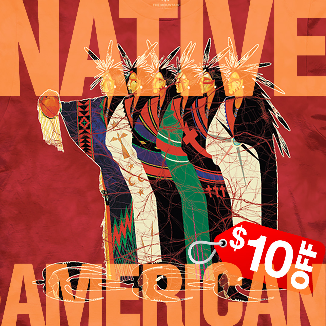 $10 OFF Native American 4 Designs themountain.com/weekly-special… The Founders, Rainbow Dance, New Meeting of the Clan Seekers &amp; Dreams of Wolf Spirit on-sale from $25 #MountainArtwear #themountainteeshirts #themountainshirts #nativeamerican #wolf