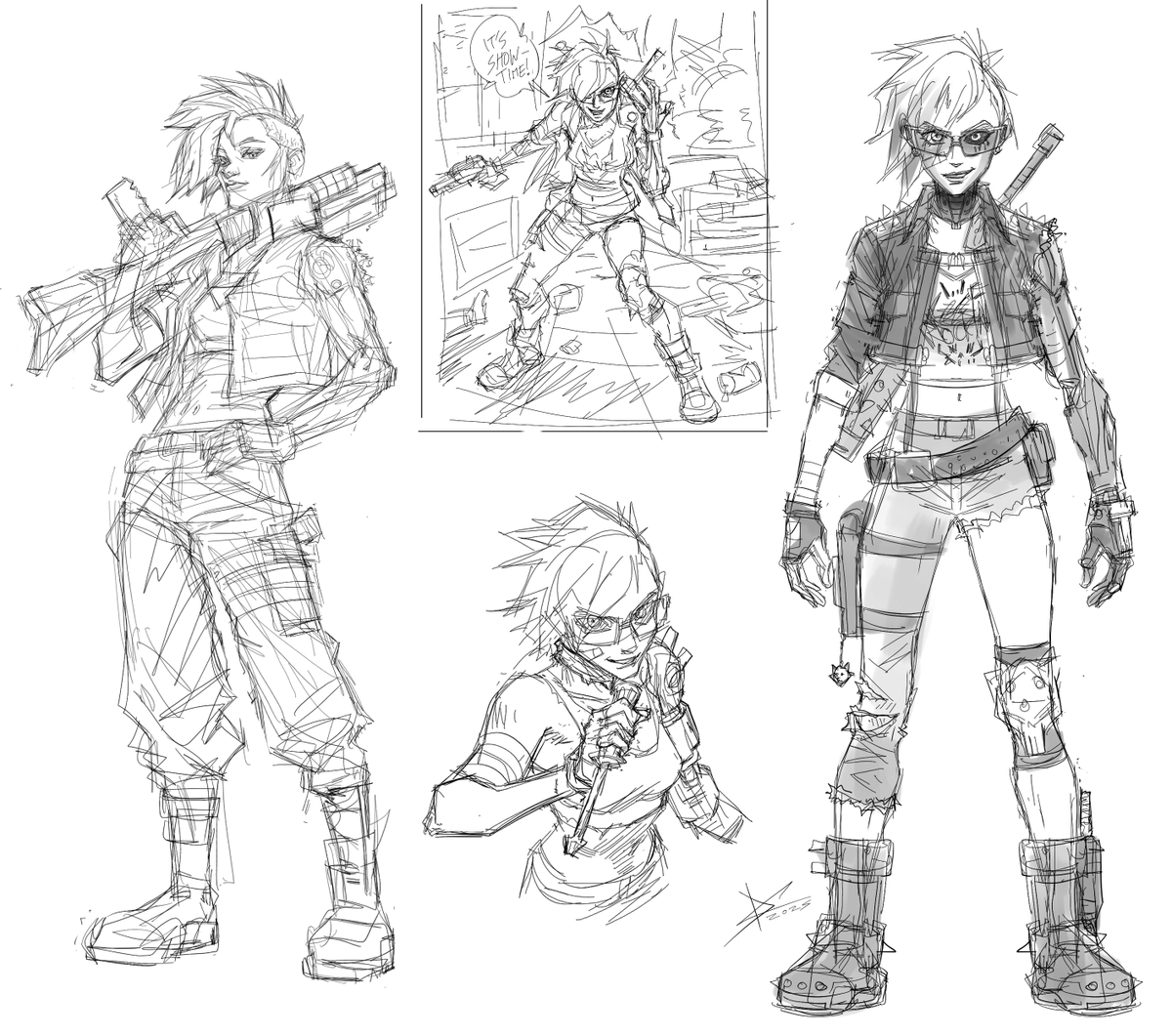 danielcunhaarts's tweet photo. Finally a new post... These are initial ideas for a little project that will involve a 3D challenge. The theme is cyberpunk, and obviously, I had to draw a punk girl, hah. 🤘🎨✨ https://t.co/MJRxEqvTbD