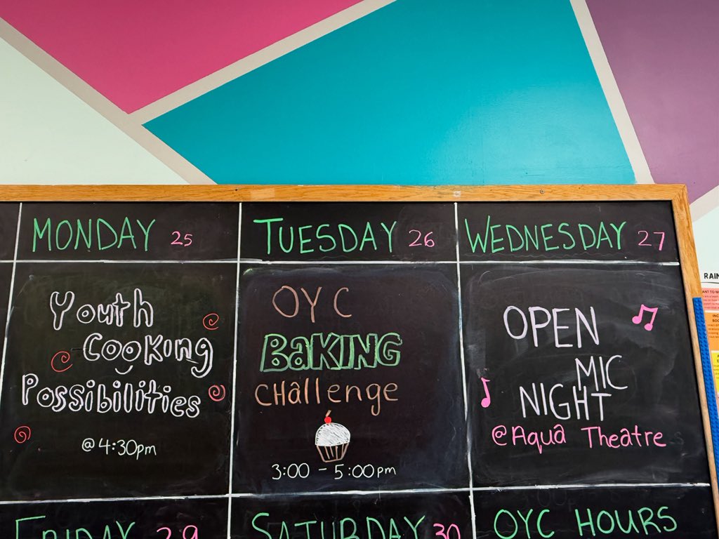OrilliaYC's tweet photo. This last week of summer is looking awesome. Come speak to Staff about our final activities, enjoy the Centre, and get involved.
#orillia #youth #orilliayouthcentre #monday #august #summer #almosttimeforschool #getinvolvec https://t.co/D6AeRSqaLD