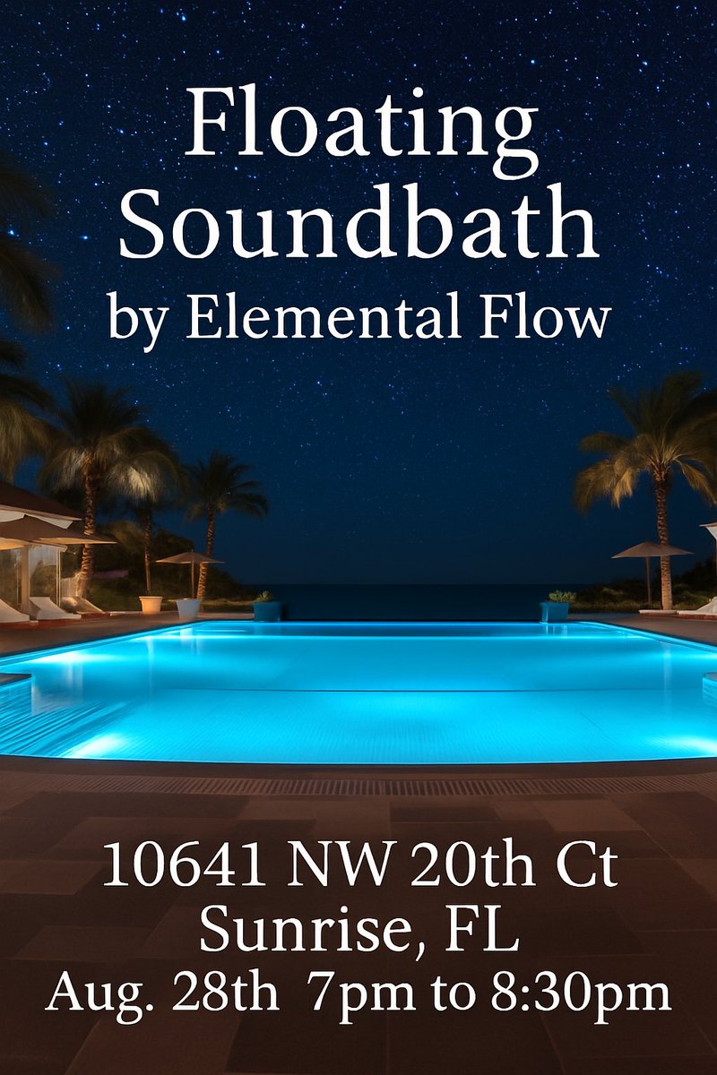 ElementalFlowX's tweet image. Float weightlessly while staying dry during our soundbath meditation ceremony August 28th in Sunrise, FL.

RSVP below

eventbrite.com/e/elemental-fl…