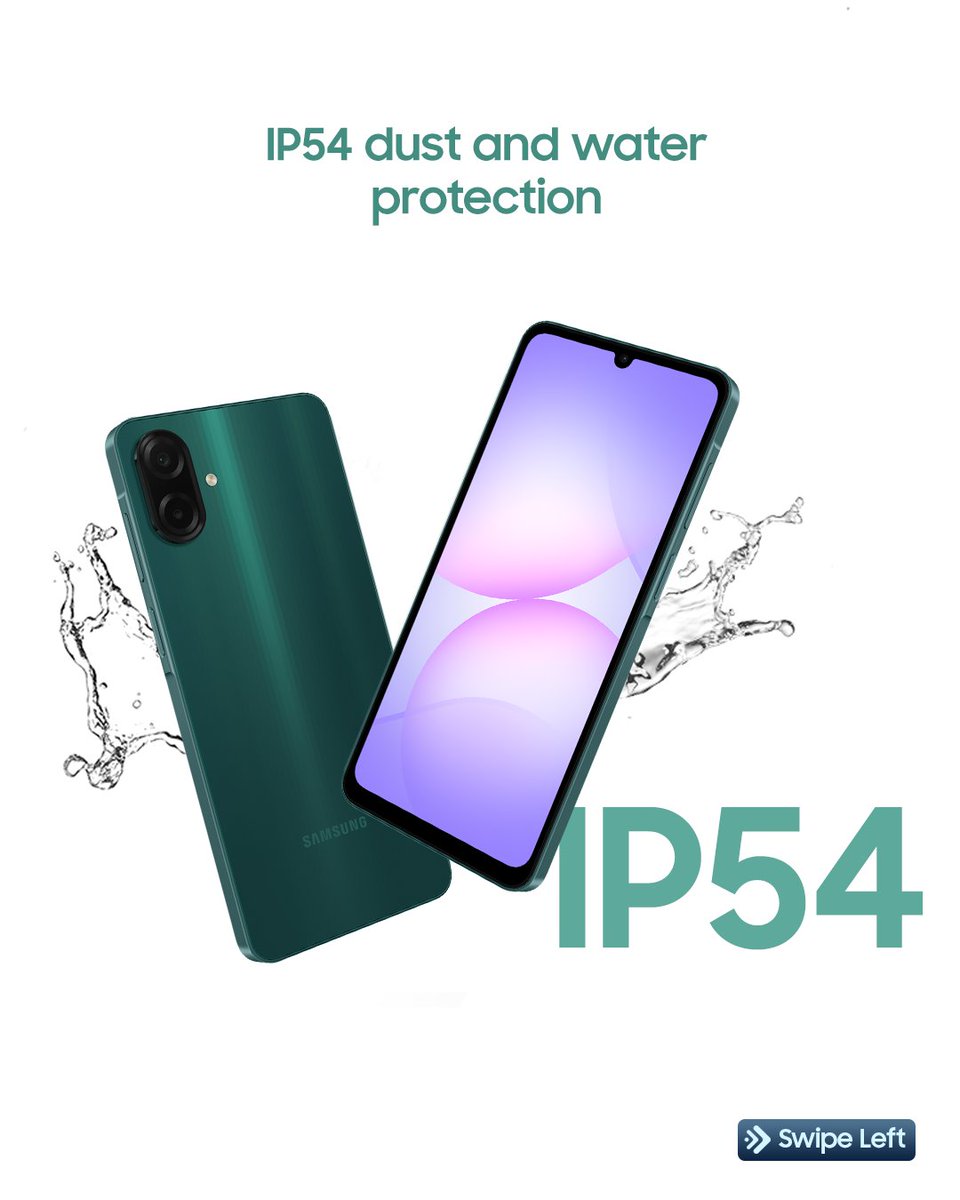 samsungmobileng's tweet image. Sabi design? ✅
Sabi power? ✅
Sabi budget? ✅

The Galaxy A07 Wey STILL Sabi get everything to support you. From sleek slim design to IP54 dust &amp;amp; water protection, and power wey fit keep up with all your moves 😎

#GalaxyA07
#GalaxyWeySTILLSabi
#SamsungNigeria