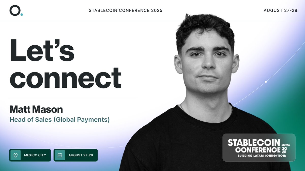 We’ll be attending the Stablecoin Conference in Mexico City, exploring all things stablecoin: from transforming cross-border payments to business adoption, infrastructure, and the trends shaping innovation.

Our Head of Sales (Global Payments) Matt Mason, will be on the ground
