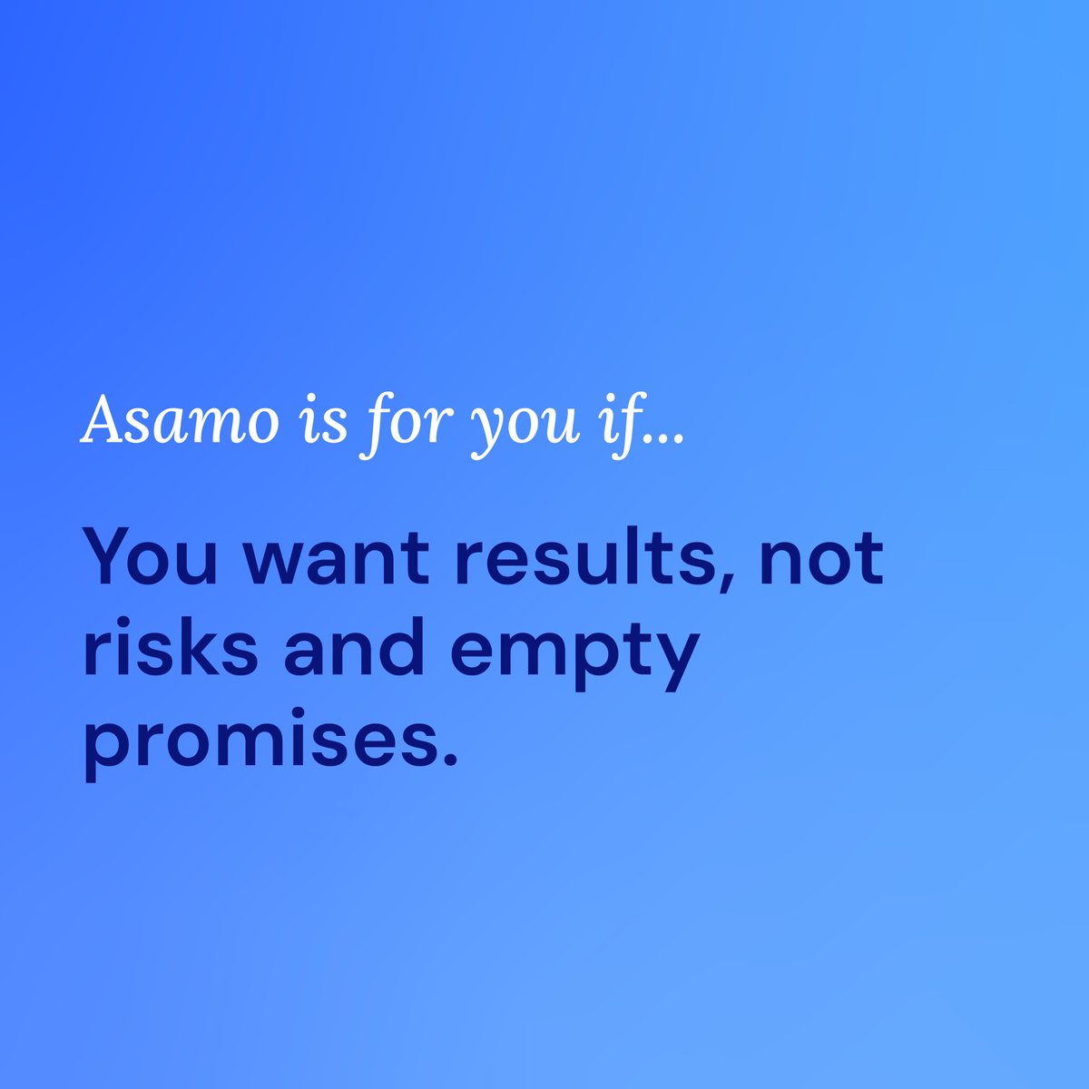 Asamo_official's tweet image. Chasing leads that don’t convert? 💸
With Asamo, you only pay when someone becomes a customer.

The simple way to get new customers!
🔗 Try it today: dub.sh/EVyEYG8

#Asamo #GrowthModel #PayPerCustomer