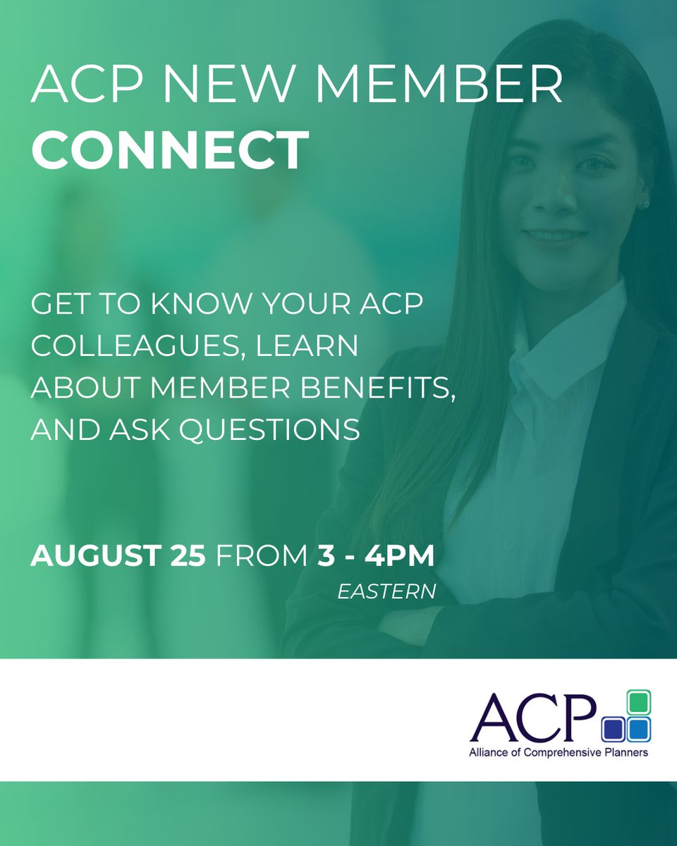 THIS AFTERNOON! Join the ACP New Member Connect call, today at 3:00 PM eastern. Meet other ACP colleagues, learn about member benefits, get the latest information on upcoming events, and more. Save your seat - community.acplanners.org/events/calendar