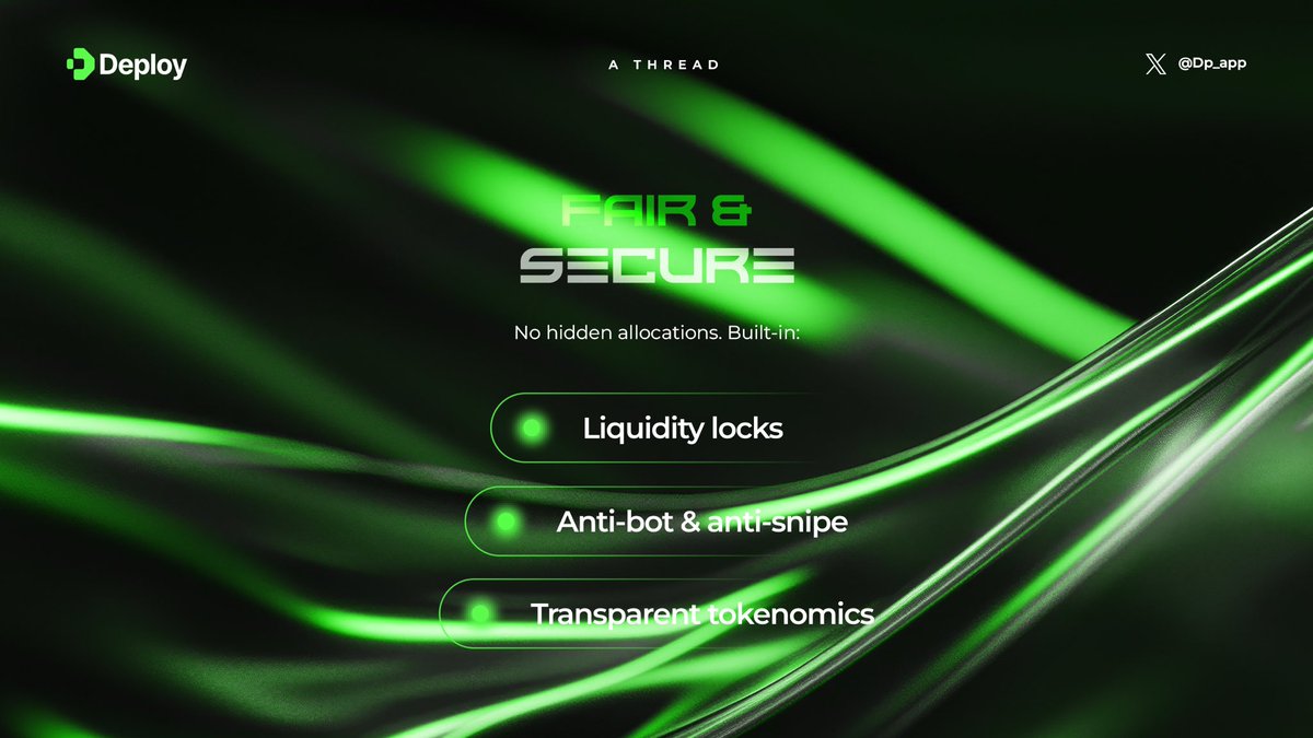 Dp_app's tweet image. 🚀 At Deploy, fairness &amp;amp; security come first.

✅ Liquidity locks
✅ Easy Deploy
✅ Transparent tokenomics

No hidden allocations. 100% built-in.