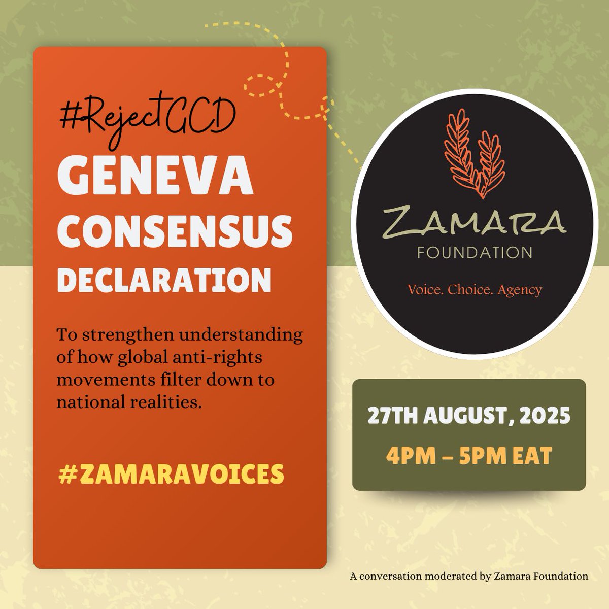 They call it the #GenevaConsensusDeclaration. We call it a rollback on women’s rights, denying safe abortion, pushing heteronormativity and putting sovereignty above human dignity. 

🚨 Let’s talk about it. 

📅 27th August, 2025

⏳From 4pm - 5pm EAT. 

Don’t miss this convo!