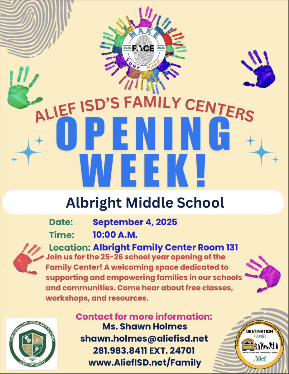 AlbrightMS's tweet image. 📚✨ Our Family Center is officially opening Sept 4th! Plan to stop by to explore resources, workshops, and a space made just for YOU. #BuildingCommunity