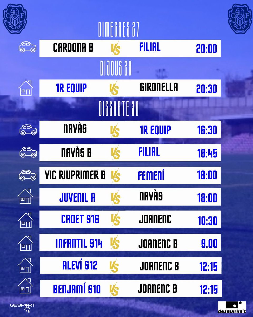 HORARIS PARTITS 25-31/8/25 ⏰

#somescapulats #somescapulades #totapunt