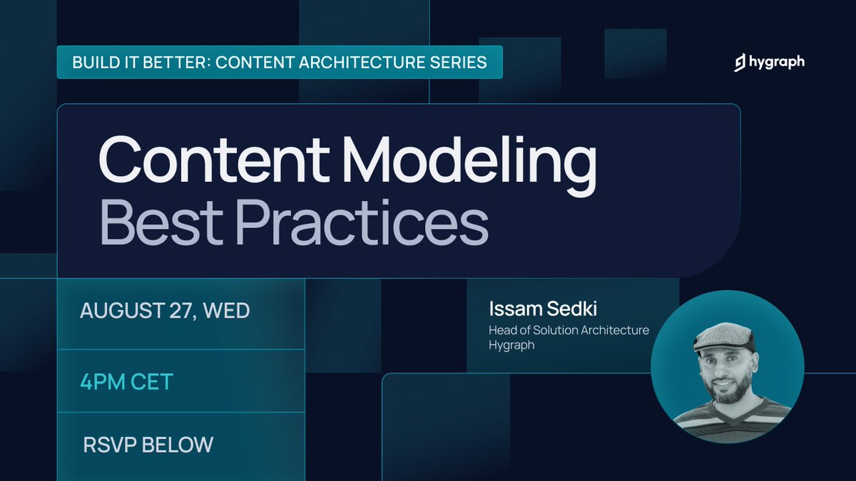This Wednesday, we'll kick off a ⚡️NEW⚡️ livestream series with Issam Sedki, on content modeling that scales performance, flexibility and governance.

He'll go over:
🗂️ Structured content 
🧩 Avoiding pitfalls 
🤖 AI in content modeling

➕ RSVP here: calendarlink.com/event/GWRGr