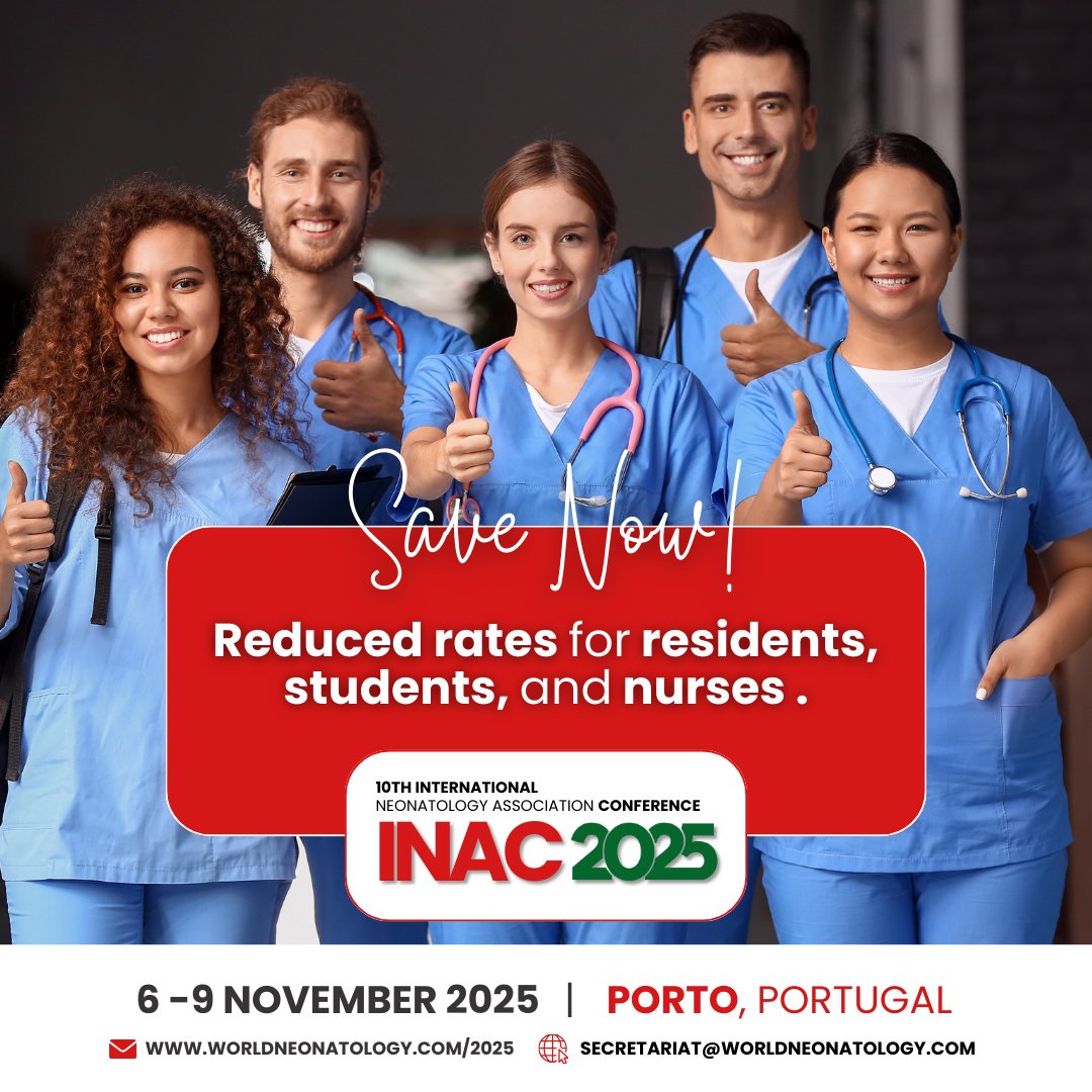 Starting out or already in the NICU? INAC 2025 offers reduced rates for nurses, residents, and students.
Join global experts in Porto, 6–9 Nov.
Register: worldneonatology.com/2025/registrat…
#INAC2025 #Neonatology #MedicalEducation