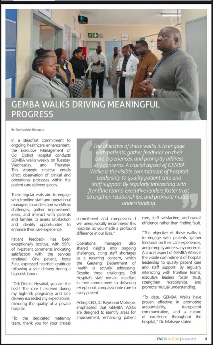 Bulletin|| GEMBA WALKS DRIVING MEANINGFUL
PROGRESS