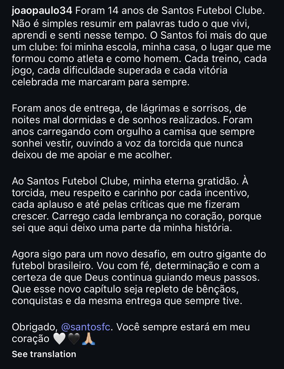 João Paulo confirms departure from the club on IG. 🥲

Thank you LEGEND 🫡 shot stopper extraordinaire!