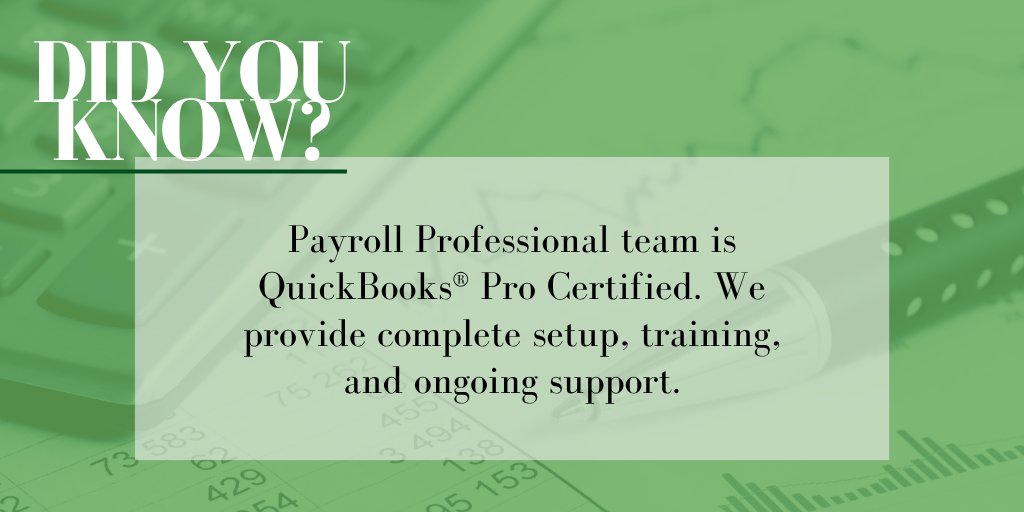 Payroll_Omaha's tweet image. Did you know?💻  

Payroll Professional team is QuickBooks® Pro Certified. We provide complete setup, training, and ongoing support to ensure you get the most from your QuickBooks® software.📊

#QuickBooks #QuickBooksPro #BookkeepingServices #Payroll #AccountingExperts