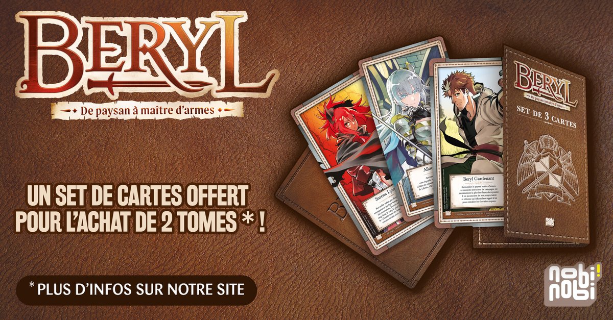 Un set de cartes exclusif pour le lancement de Beryl : de paysan à maître d’armes ! 

Ce goodies vous sera offert en librairie pour l’achat des deux tomes de Beryl dès le 3 septembre, jour de parution des volumes 1 et 2 de la série ⚔️