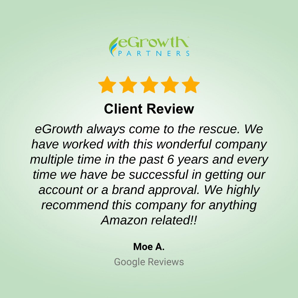 eGrowthPartners's tweet image. 6 years. Multiple wins. One trusted partner. 🙌

📞 Ready for your win? Book a free strategy call: egrowthpartners.com/discovery

#ClientReview #AmazonSupport #FBAHelp #AmazonExperts #eGrowthPartners #ReinstateMyAccount #SellerSuccess #BrandApproval