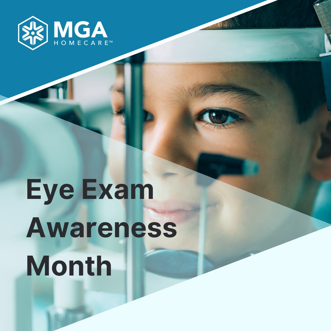 MGAHomeHealth's tweet photo. August is Eye Exam Awareness Month! 👁️ A simple eye exam can help detect issues early and support healthy development — especially in children with medical needs. #MGAHomecare #VisionHealth #PediatricCare #EyeExamMonth https://t.co/0YBNFu1wPt