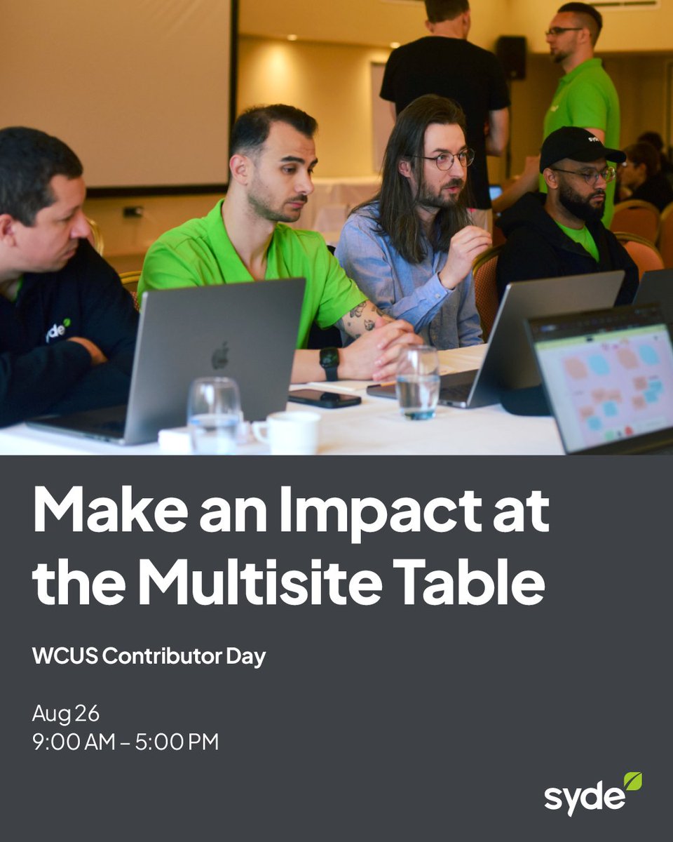 syde_gmbh's tweet image. Tomorrow is Contributor Day at #WordCampUS! 🚀 Join Syde&apos;s WordPress experts at the Multisite table for hands-on collaboration. 💚 

⏰ Aug 26, 9 AM–5 PM | 📍 Oregon Convention Center, Portland

#WordPressMultisite  #WCUS2025 #WordPressCommunity #WordCamp
